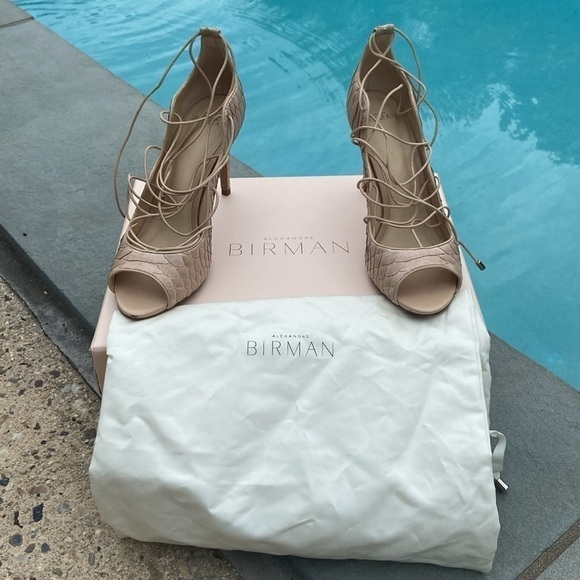 SEXY Alexandre Birman Donna Python Breit/Baby Calf Soft Nude Wrap Sandals - Picture 11 of 12